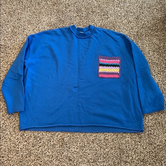 Zara Blue Knit Top men’s M - Picture 4 of 10